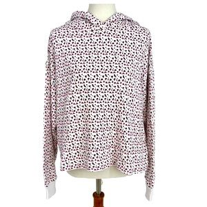 NWT Something Navy Hooded Sweatshirt Flower Bud Print White Feminine Siz…